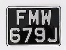 Classic Motorbike Number Plate Black and White